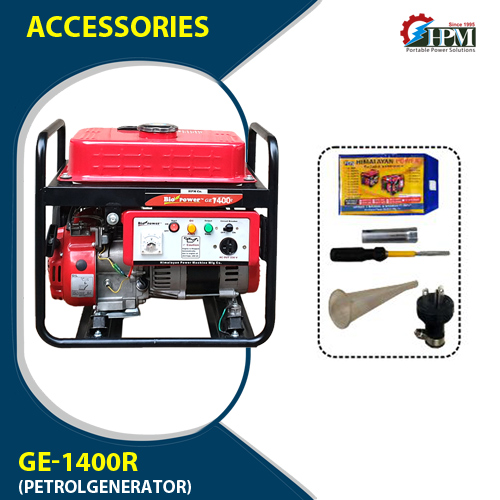 1.2 KVA Portable Generator, Petrol Run, GE-1400R, Recoil Start